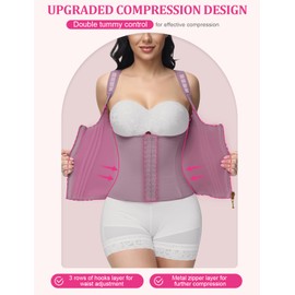 SHAPSHE Waist Trainer for Women, Tummy Control Sports Girdle, Workout Body Shaper with Adjustable Shoulder Strap Purple