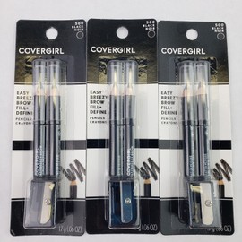 CoverGirl 3 CoverGirl Easy Breezy Brow Fill + Define Eyebrow Pencils #500 BLACK 2ct ea New