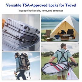 SURE LOCK TSA Compatible Travel Luggage Locks, Inspection Indicator, Easy Read Dials TSA Approved with Zinc Alloy Four Colour