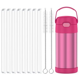 Replacement Straws Compatible with Thermos Funtainer 12 Ounce Bottle F401-Snug Kids,JARLSON kids Replacement Straw Parts-Accessories Set Include 8 BPA-FREE Straws and 2 Cleaning Brush