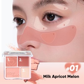 JUDYDOLL 2 In 1 Blush Highlight Palette, Blush Cream, Matte Highlighter, Natural & Radiant, Happy Holidays, Season Greetings, Concerts Festival (#01 Milk Apricot Melon)