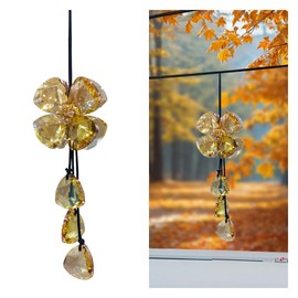 Bling Diamond Car Hanging Accessories, Car Rear View Mirror Charm, Crystal Auto Interior Decoration Pendant, Lucky Auto Mirror Ornament for Women (Champagne)