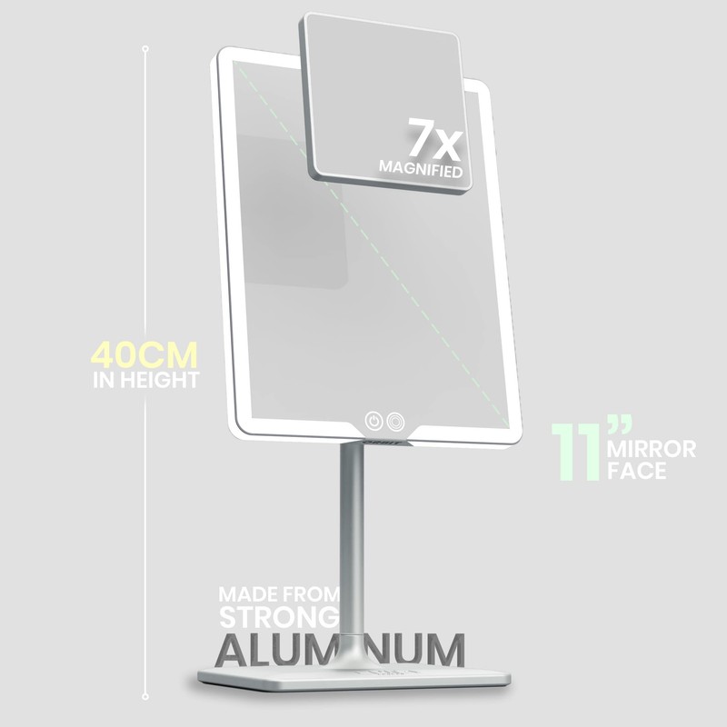 LUNA London Orbit LED Vanity Mirror with Lights, 7X/1X Magnification,