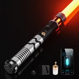 CUSTOM SABER Smooth Swing RGBX Light Saber, Motion Control to Turn on/Off The Blade, 16 Sound Fonts Light Saber, Support Dueling, Belt Clip and Blade Plug-Black