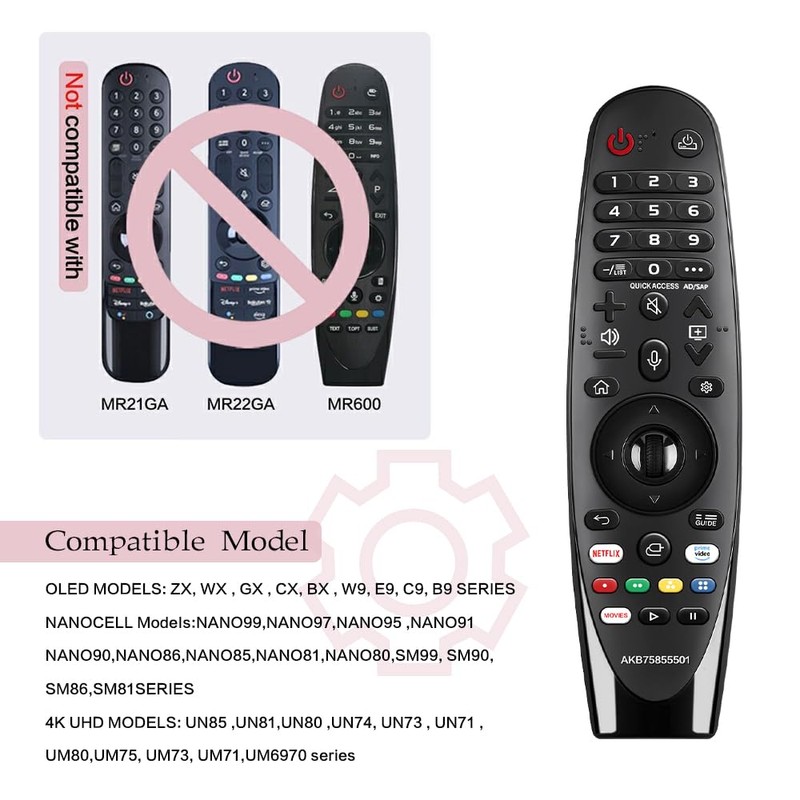 Voice Magic Remote Control Replacement for LG Smart TVs with