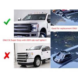 iJDMTOY Clear/White Lens Amber Full LED Cab Roof Marker Lamps Replacement Compatible With Ford 2017-up F250 F350 F450 F550 Super Duty (Replace OEM Amber Lens)