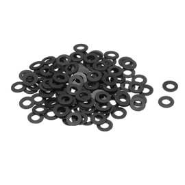 sourcing map 120Pcs M5 Nylon Flat Washers 5mm ID 10mm OD 1mm Thick Plain Washer Grommets Plastic Sheet Gasket Fastener Sealing Spacer Gasket Ring, Black