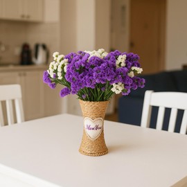 Dried Purple & White Sea Lavender Flowers Bouquet - Natural Dried Flowers with Stems, 14'' Preserved Statice Flowers for Vase, Wedding, Home Centerpieces, Arrangements, Home Decor