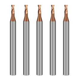 AYCHOLIZ 2 Flute 1/16" Carbide Square End Mill 5PCS Micrograin Milling Bits Sets TISIN Coating CNC Router Bit for Steel