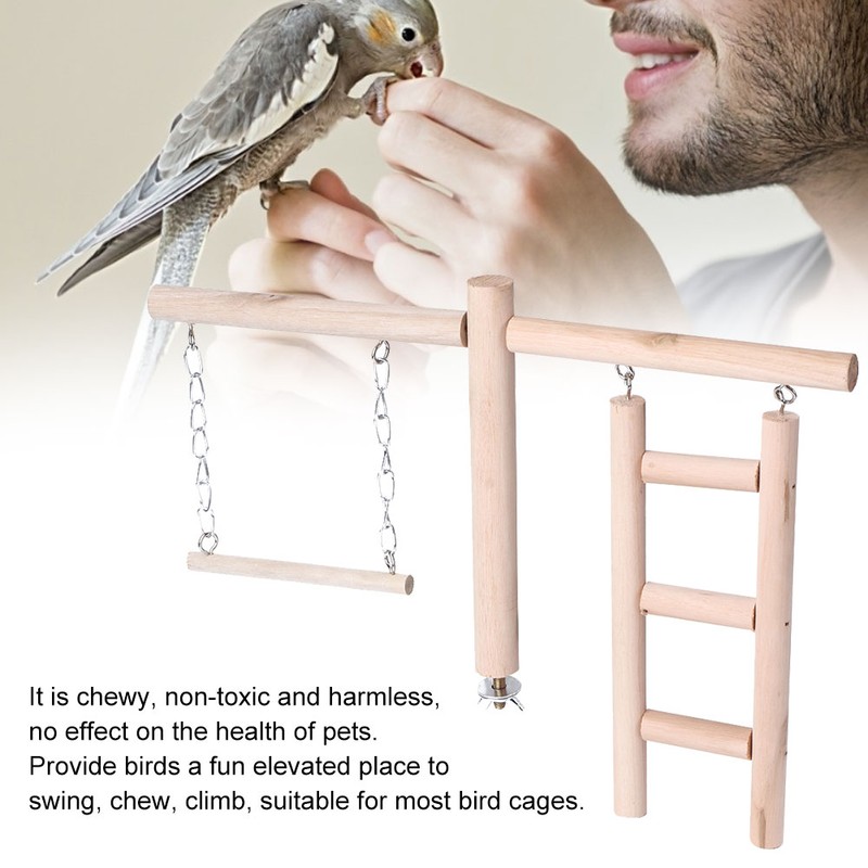 Pet Bird Parrot Chewing Biting Stand Toy Parrot Wood Climbing