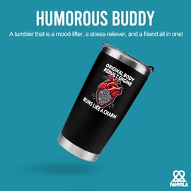 Original Body Rebuilt Engine Recovery Gifts Open Heart Surgery Survivor Mugs From Friends Family Patient Cardiologist Insulated Stainless Steel Tumbler With Removable Lid And Straw (Black, 20 oz)