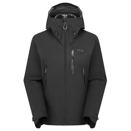 Rab Women's Downpour Mountain Jacket - Lightweight Waterproof Hooded Coat for Hiking & Trekking - Black - Medium