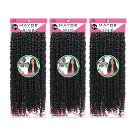 Mayde Beauty Curly Pop Crochet Braid 3X PASSION POP 18" (3 Pack, 4)