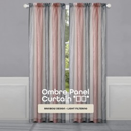 Ombre Panel Light Filtering Semi-Sheer Window Curtain - 84 Inch Length, 50 Inch Width - Blush- Light Filtering Soft Polyester Drapes for Bedroom Living & Dining Room by Achim Home Decor