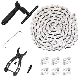 Bike Chain Kit, Single/6/7/8/9/10/11/12 Speed Multi-Function Bike Mechanic Repair Kit, Chain Breaker and Bike Link Plier with Hook and 6 Pairs Bicycle Buckle, Reusable (6/7/8 Speed Bike Chain Kit)