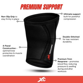 XEOCORE Ultra 7mm Knee Sleeves – Premium Compression Support for CrossFit, Weightlifting, Powerlifting & Squats – Non-Slip Neoprene, Reinforced, Durable – Men & Women – Pair (XL)