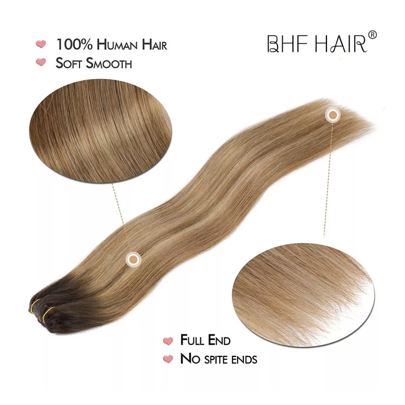 BHF HAIR Extensiones Cabello Natural Marrón Oscuro A Marrón 14in
