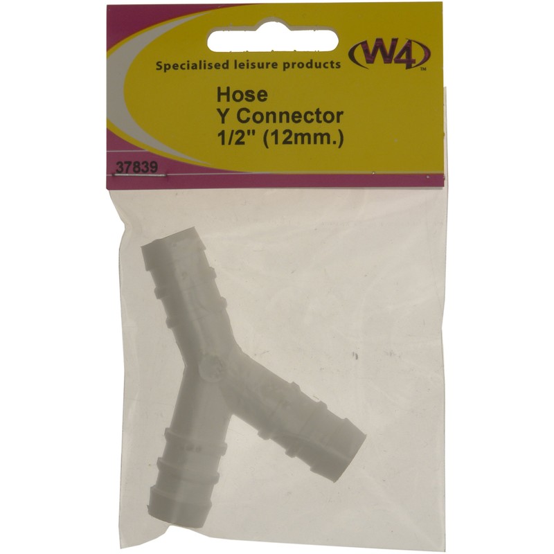 W4 Y-Piece Hose Connector - White, 1/2 Inch