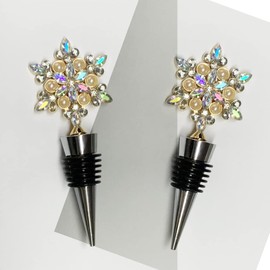 Winter Wine Stoppers Snowflake Wine Bottle Stoppers Wine Saver Corck with Cute Diamonds Snowflake for Wine Beverage Bottle Decorations 2 Pcs Christmas Winter Holiday Wedding Birthday Party Supplies