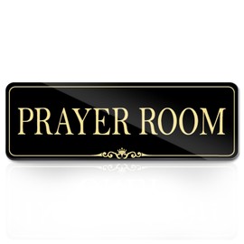 9x3 Inch Prayer Room Sign Acrylic Self-stick Door Wall Signage for Church Office House (Royal Black)
