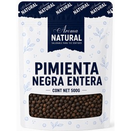 Aroma Natural | Pimienta Negra Entera 500 g – Bolsa Resellable | Sin Conservadores · Sin Gluten | Especia Pura para Moler, Cocina y Marinadas
