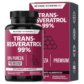 Trans-Resveratrol 99% | Alta Concentración de Resveratrol Blanco | Cápsulas Veganas | Calidad Premium | Beyond Vitamins | 2 meses - 60 Cápsulas