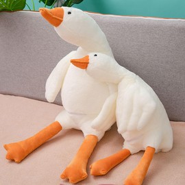 Ponjauk 50-190cm Giant Goose Plush Toys Duck Plush Toy xxl Goose Soft Cuddly Toy Big Plushie Body Sleeping Pillow Cute Birthday for Kids (50CM)