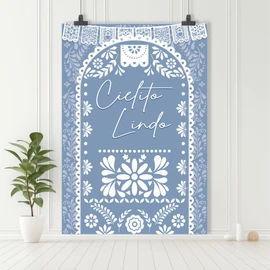 MEHOFOND Cielito Lindo Vertical Backdrop Blue Photography Background for Cielito Lindo Baby Shower Mexican Talavera Wedding Birthday Bridal Shower Mexican Themed Banner Photo Party Supplies 6x8ft