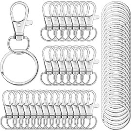 120 Piezas: Argollas para Llaveros y Ganchos Giratorios, Plata Incluye 60 aros de 25 mm y 60 ganchos de 32 mm con giro 360° para bisutería, mochilas, cierres y llaveros personalizados