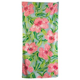 The Royal Standard Microfiber Beach Towel 34x70, Hibiscus Aruba Blue/Hot Pink