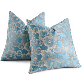 AmHoo Set of 2 Throw Pillow Covers Floral Relief Decorative Emboss Flower Pillows Cover Pillowcase for Sofa Couch Bed 20 x 20-Inch Blue Moon