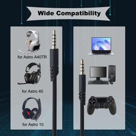SPTSSWET Replacement Audio Cable Cord Compatible with Astro A40 A40TR A10 Gaming Headset with in Volume Control,6.5ft Black