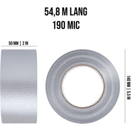 Allzweck Panzerband Silber 190 Mic Starkes Klebeband Duck Tape - 50mm x 54,8m Größe 6 Stück