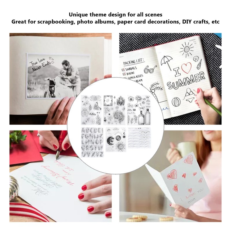 6pcs Silicone Embossing Folders Multipurpose DIY Craft Template Molds for