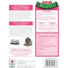 Jobe's Organics Rose Fertilizer Spikes, Organic Plant Fertilizer for Rose, Hydrangea, Hibiscus, Azalea, and Other Flowering Shrubs, 10 Count