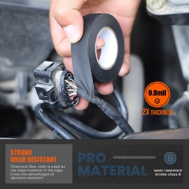 Lichamp 6-Pack Cloth Electrical Tape Automotive, Thicked 9.8 mil x 3/4 in x 66ft, No Residue Fabric Wire Harness Tape High Temp Wiring Loom Tape, B106