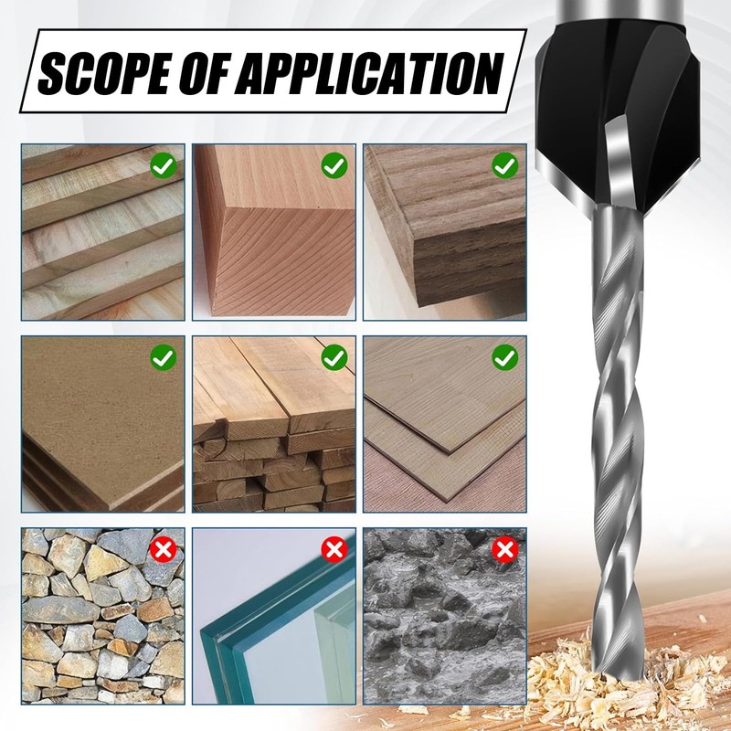 6PCS Countersink Drill Bit Set: Four Flute Countersink with Four