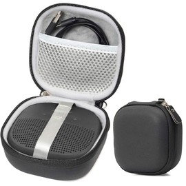 Matte Black Protective Case for Bose SoundLink Micro Bluetooth Speaker, Best Color and Shape Matching, Featured Secure and Easy Pulling Out Strap Design, Mesh Pocket for Cable and accessorie