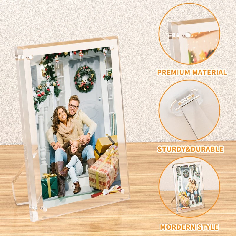 NIUBEE 4x6 Picture Frame, Acrylic Clear Photo Frame with Magnets