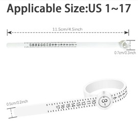 Ring Sizer Tool 1-17 Measuring Tool with Magnified Glass, Reusable Finger Mandrel Size Kit Gauge Jewelry Sizing USA Australia (White)