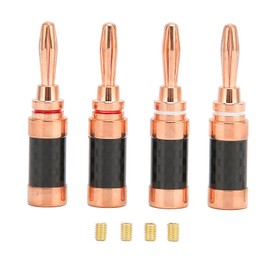 4pcs Banana Plugs Brass Gold Plated Carbon Fiber Housing Open Screw Speaker Cable Connector for 5mm Wire Diameter