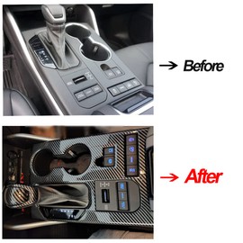 XITER ABS Gear Shift Knob Console Panel Trims Cover Cup Holder Decor Sticker for Toyota Highlander 2020 2021 2022 Carbon Fiber