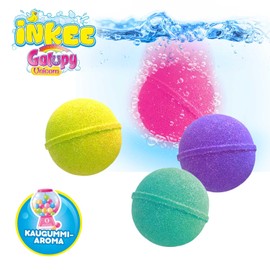 INKEE Galupy Unicorn 4 Bath Bombs for Children, Unicorn Bath Bombs 4 x 50 g, Bubblegum Aroma & Jojoba Oil