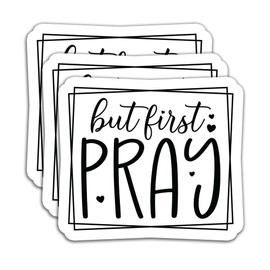 (3PCS) But First Pray Sticker, Bible Verse Faith Stickers, Christian Religious Stickers Decals Decor Books,Laptops, Tumblers, Water Bottles, Waterproof Vinyl Decal 3 "x 2.7 "
