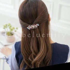 Herbeluemily Barrette, Bijou Stone, Metal Fittings, Hair Clip, Stylish, Adult, Elegant, Bouquet, Aurora