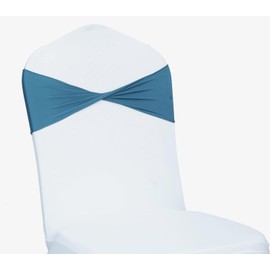 MDS Pack of 125 Spandex Chair Sashes Bows Elastic Stretch Dining Chair Bands Ties Without Slider Buckle Universal fits for Wedding Baby Shower Birthday Party Banquet Event Decoration - Dark Teal
