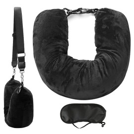 Neck Pillow Travel, Neck Pillow, Fillable, Tubular Travel Pillow, Expandable U-Shaped, Stuffable Neck Pillow with Clothes, Pillow Aeroplane Multifunctional Neck Pillow Cover for Travel