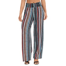 Urban CoCo Women's Boho Palazzo Pants Wide Leg Beach Pants High Waisted Lounge Pants with Pockets(2XL, 14)