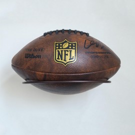 Iyulania Football Holder Wall Mount, Sturdy Metal Sports Ball Storage Rack with Two Poles, Soccer Wall Decor Ball Organizer for Garage/Boys Bedroom, Bronze