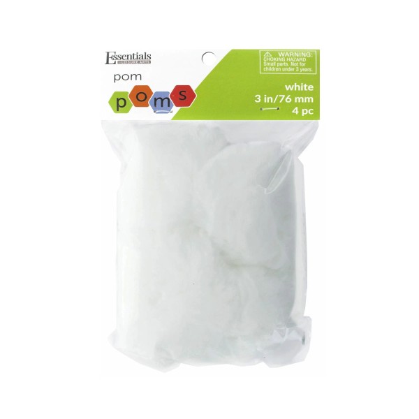 Not Available Essentials By Leisure Arts Pom Poms, White -3",